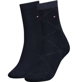Tommy Hlfiger Women Graphic Argyle Sock Strumpor 2P Marin Strl 39/42 Dam