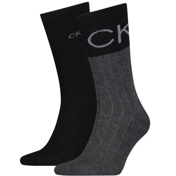 Läs mer om Calvin Klein Strumpor 2P Colorblock Rib Socks Svart/Grå One Size Herr