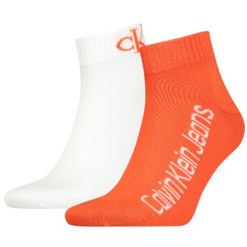 Läs mer om Calvin Klein Strumpor 2P Quarter Logo Socks Orange/Vit One Size Herr