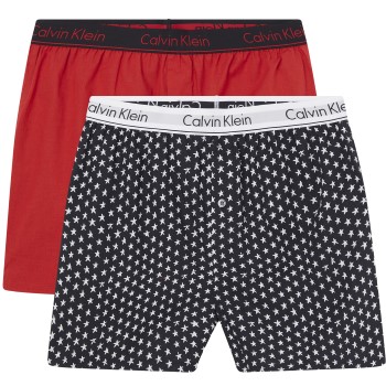 Läs mer om Calvin Klein Kalsonger 2P Holiday Woven Boxers Röd/svart polyamid X-Large