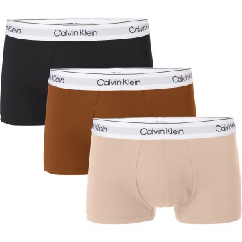 Läs mer om Calvin Klein Kalsonger 3P Modern Cotton Stretch Naturals Trunk Svart/brun bomull Medium Herr