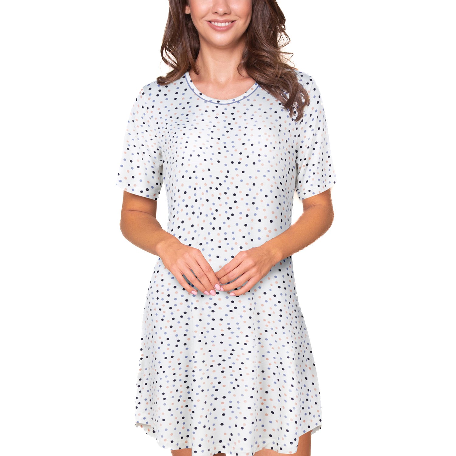 Lady Avenue Bamboo Short Sleeve Dotted Nightdress