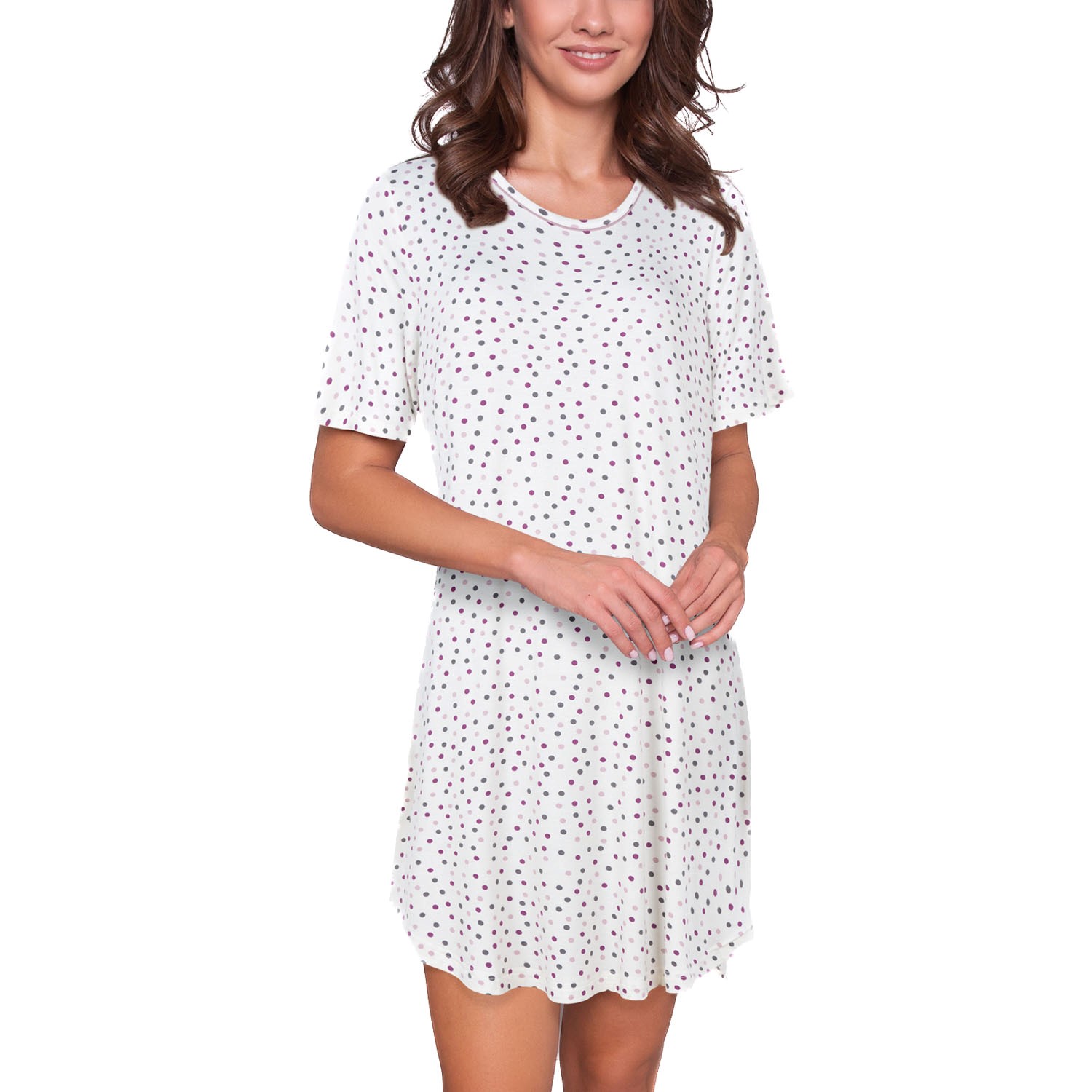 Lady Avenue Bamboo Short Sleeve Dotted Nightdress